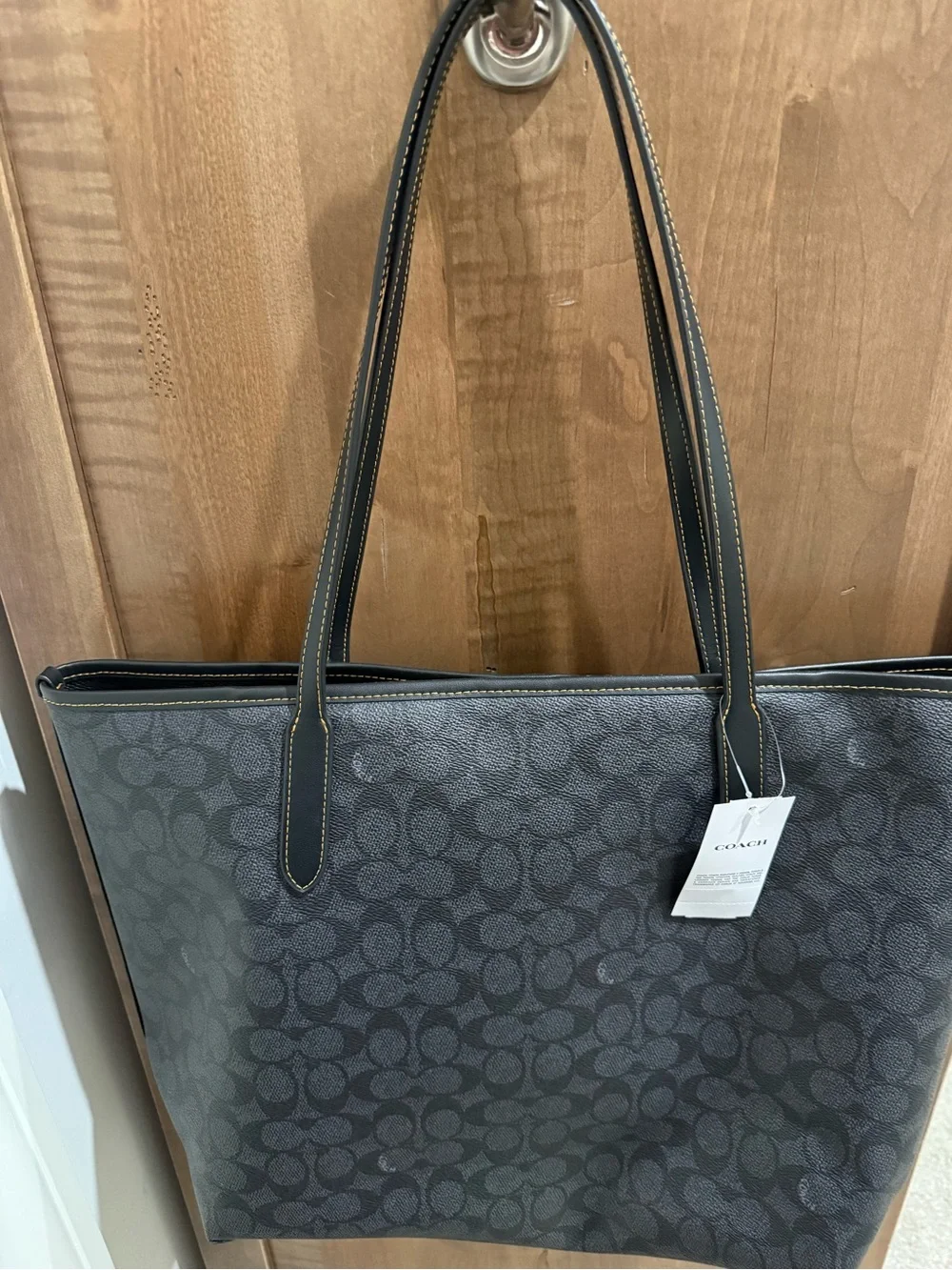 Coach City Tote in Signature Canvas Halloween-themed cat graphic NWT - Picture 2 of 8